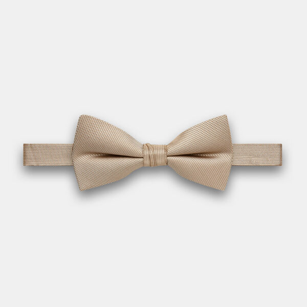 Lisson Self Textured Silk Bow Tie, Natural, hi-res